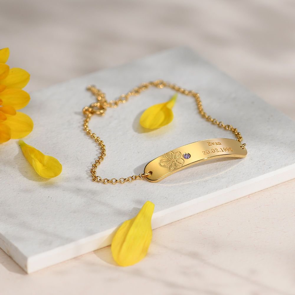 AB6F4E18-8C56-EDAB-2030-4A58D00DF98F.jpg Blossom birth flower bracelet with birthstone - Image 1