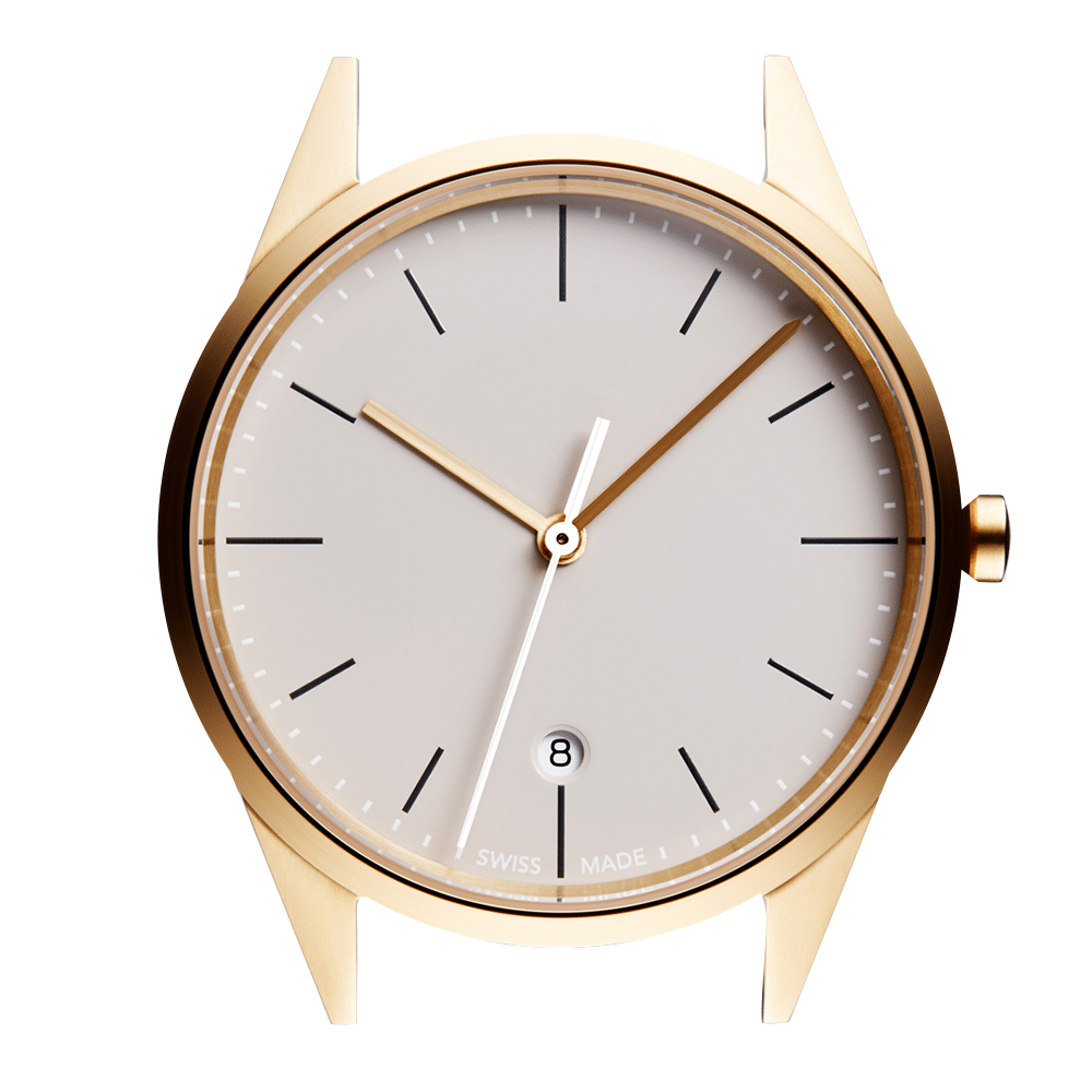 Face10.png C36 Women’s date watch in PVD satin gold - Image 1